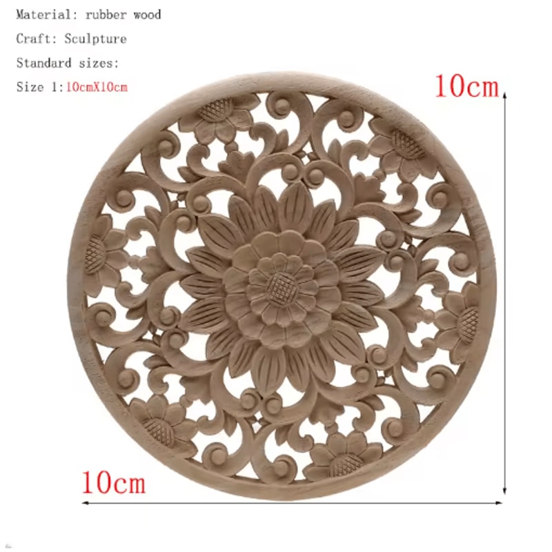 HandCarved Floral Wood Applique Decorative Wooden Trim For Furniture Wall Decor 25
