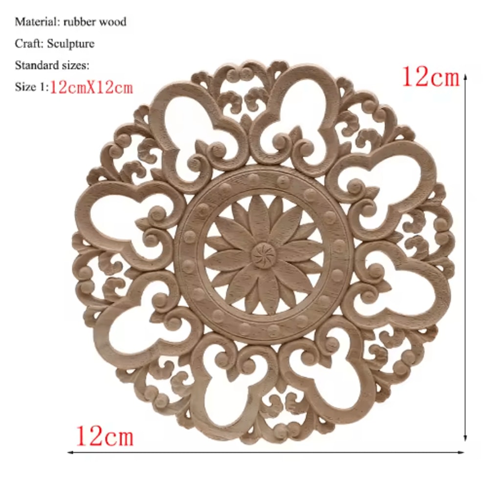 HandCarved Floral Wood Applique Decorative Wooden Trim For Furniture Wall Decor 26