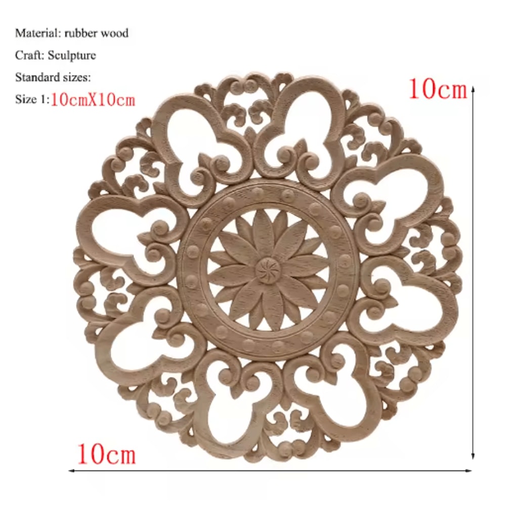 HandCarved Floral Wood Applique Decorative Wooden Trim For Furniture Wall Decor 27