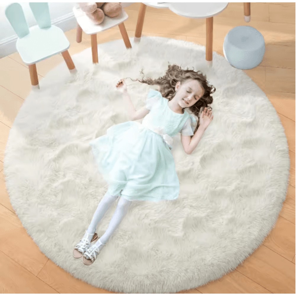 Ultra Soft Fluffy Round Rug Shaggy Area Rug For Bedroom Kids Room Nursery 1