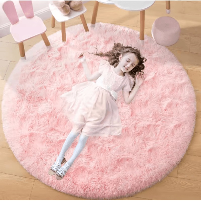 Ultra Soft Fluffy Round Rug Shaggy Area Rug For Bedroom Kids Room Nursery 2
