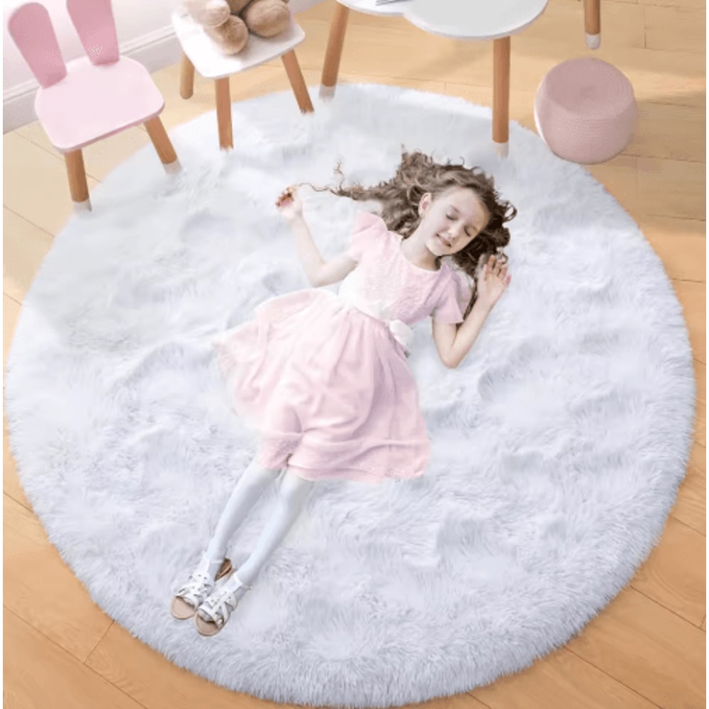 Ultra Soft Fluffy Round Rug Shaggy Area Rug For Bedroom Kids Room Nursery 6