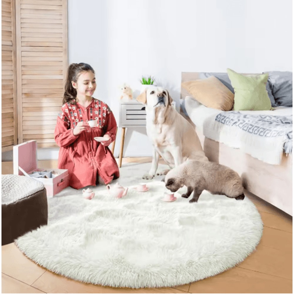 Ultra Soft Fluffy Round Rug Shaggy Area Rug For Bedroom Kids Room Nursery 8
