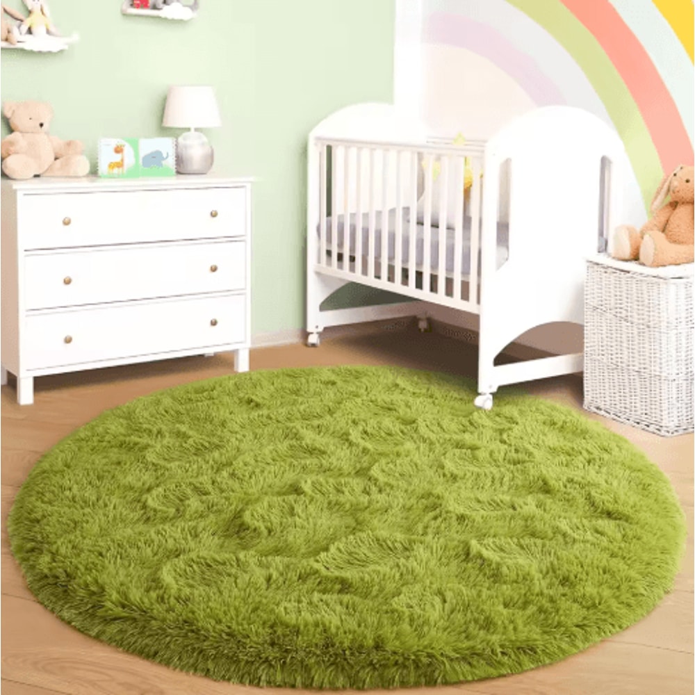 Ultra Soft Fluffy Round Rug Shaggy Area Rug For Bedroom Kids Room Nursery 0