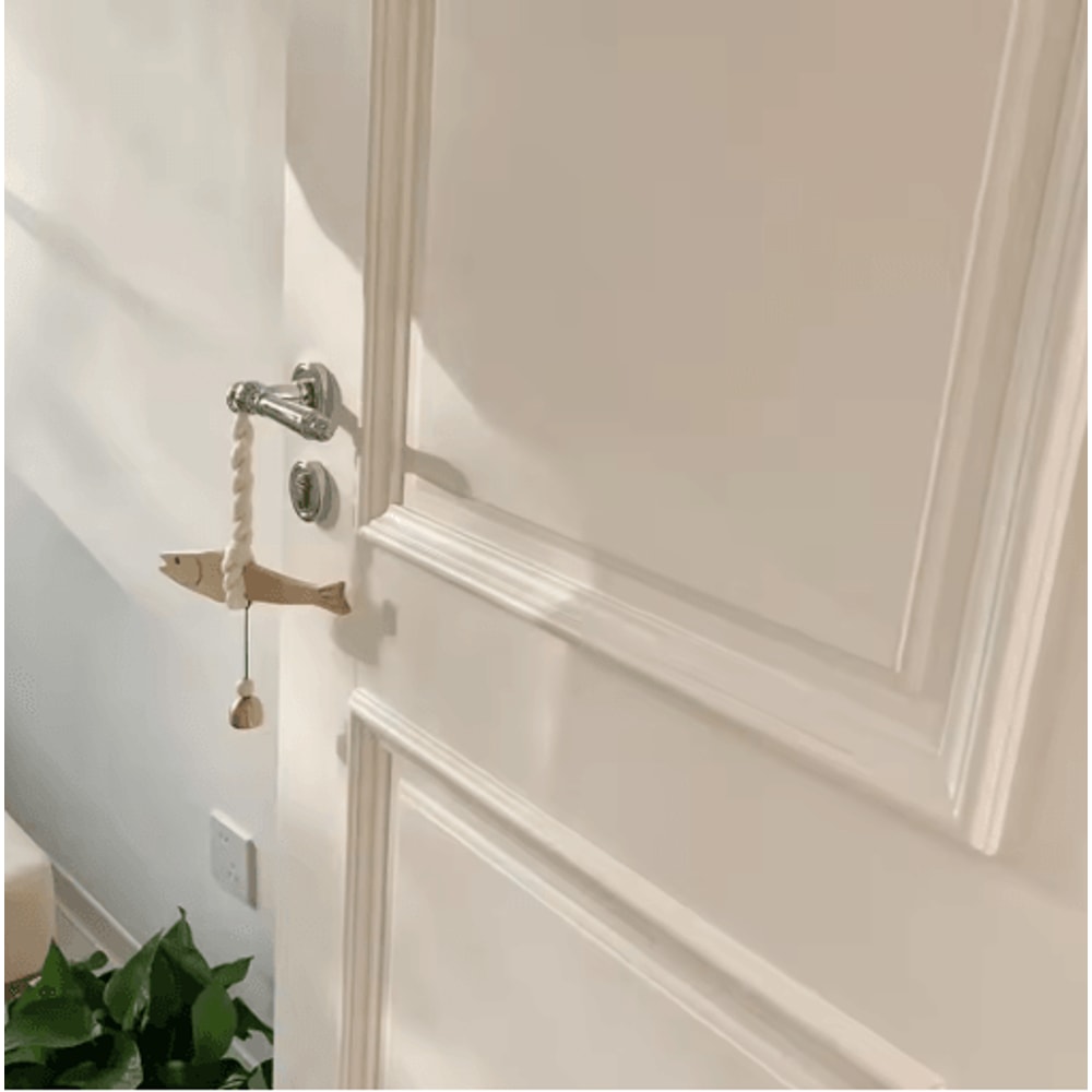 Lightweight Wooden Fish Hanging Ornament With Bell Nautical Wall Door Decor 7