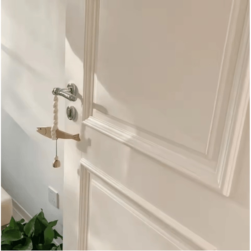 Lightweight Wooden Fish Hanging Ornament With Bell Nautical Wall Door Decor 7