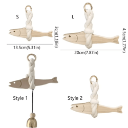lightweight wooden fish hanging ornament with bell nautical wall & door decor