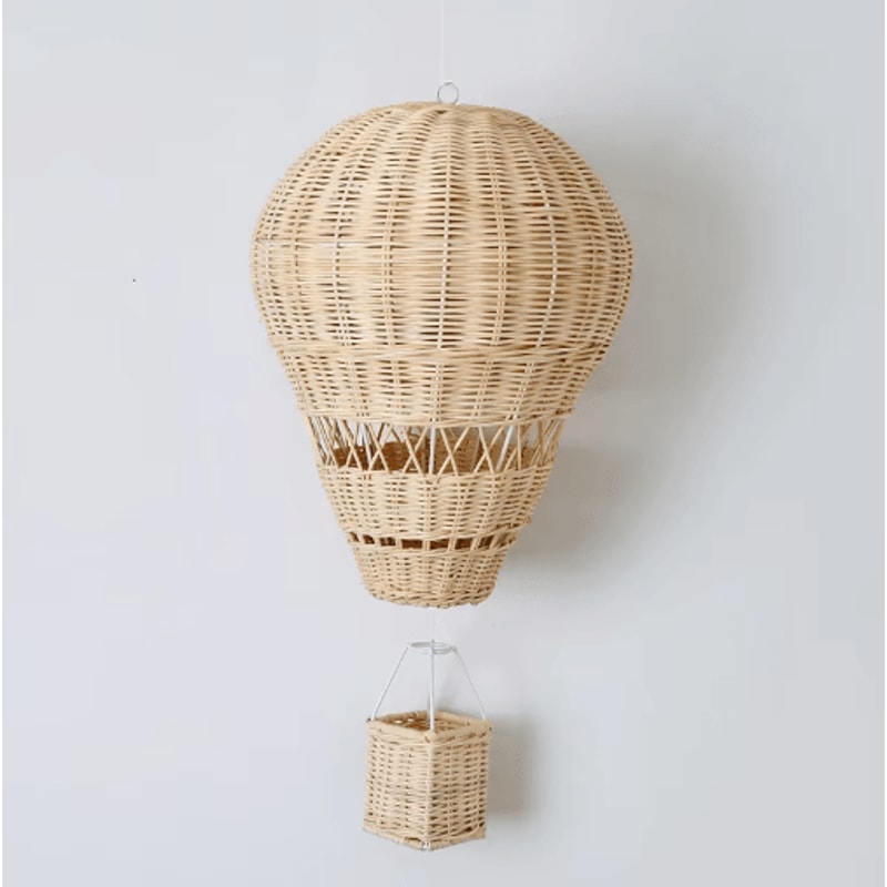 Handwoven Rattan Hot Air Balloon Wall Hanging Nordic Nursery Kids Room Decor 1