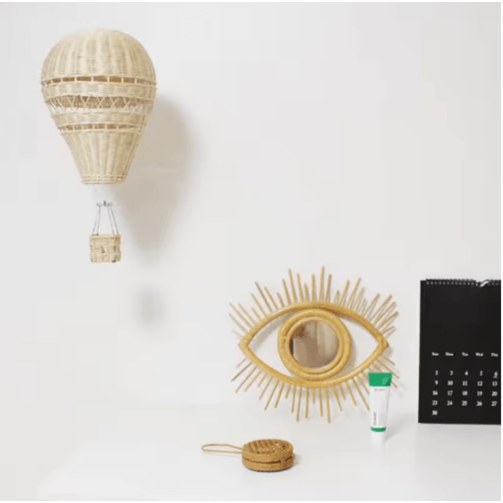 Handwoven Rattan Hot Air Balloon Wall Hanging Nordic Nursery Kids Room Decor 2