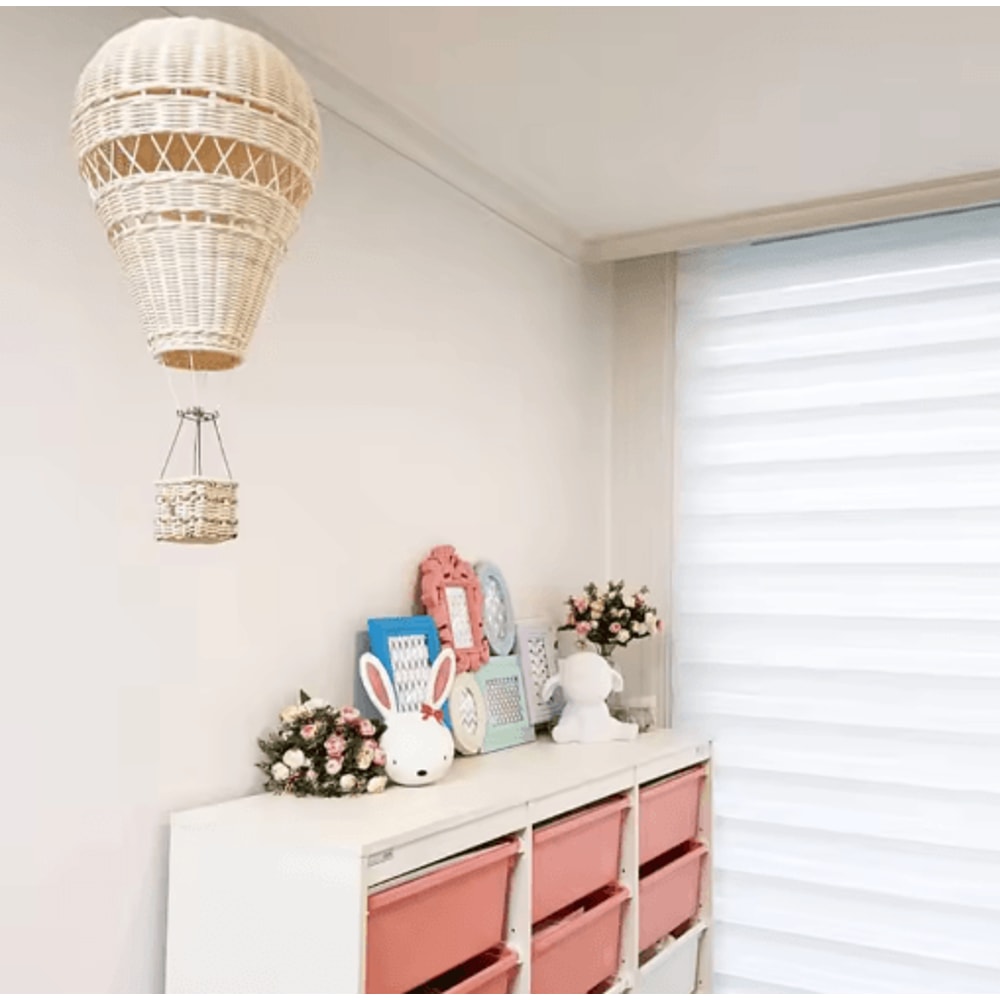 Handwoven Rattan Hot Air Balloon Wall Hanging Nordic Nursery Kids Room Decor 5