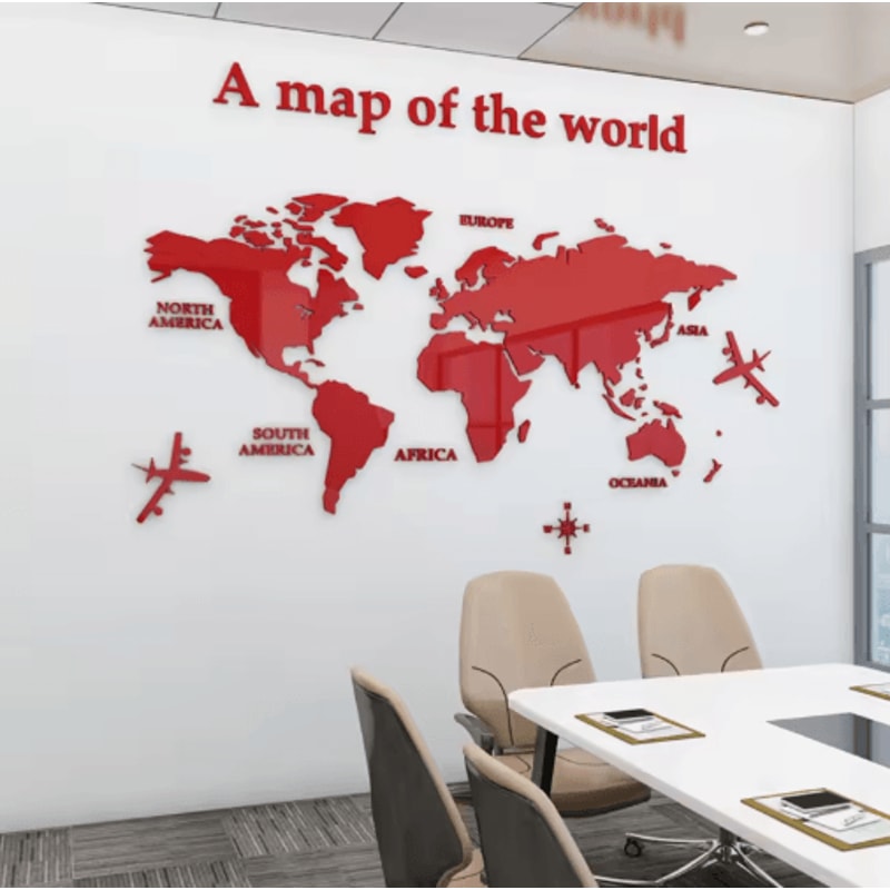 3D Acrylic World Map Wall Sticker Modern Crystal Wall Decor For Home Office 4