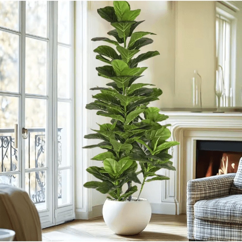 150cm Artificial Fiddle Leaf Fig Tree Large Faux Ficus Lyrata Plant For Home Office Decor 0
