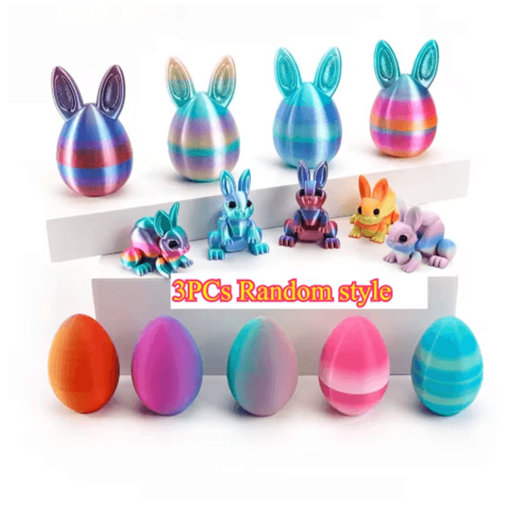 3D Printed Easter Rabbit Ornament With Egg Cute Desk Decor Kids Gift 2