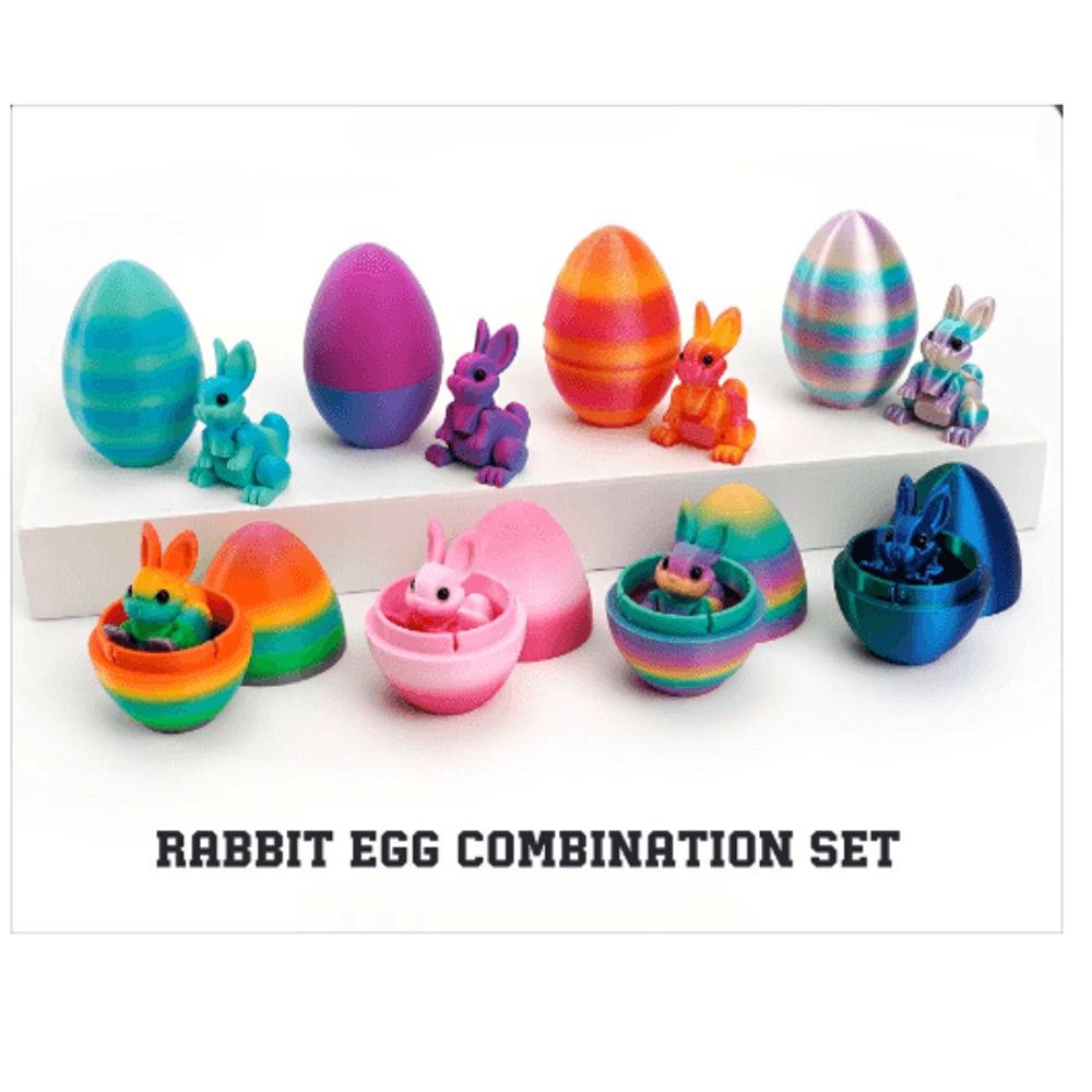 3D Printed Easter Rabbit Ornament With Egg Cute Desk Decor Kids Gift 0