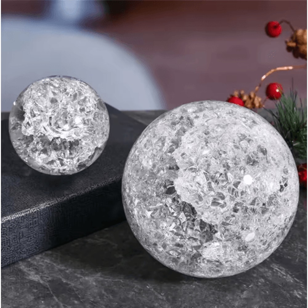 Ice Crack Crystal Glass Sphere Feng Shui Crystal Ball Decor For Home Aquarium Display 2