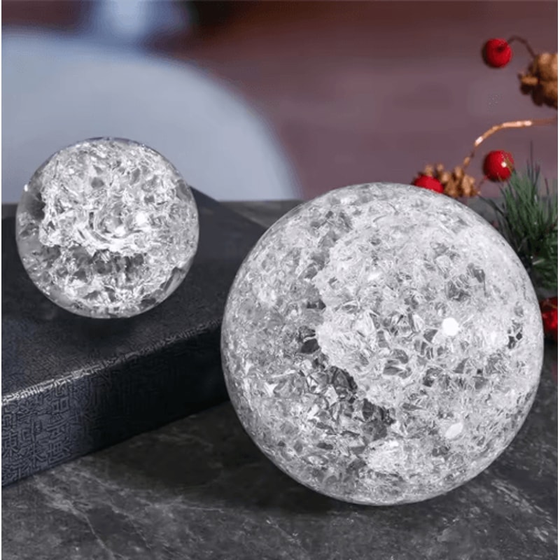 Ice Crack Crystal Glass Sphere Feng Shui Crystal Ball Decor For Home Aquarium Display 2