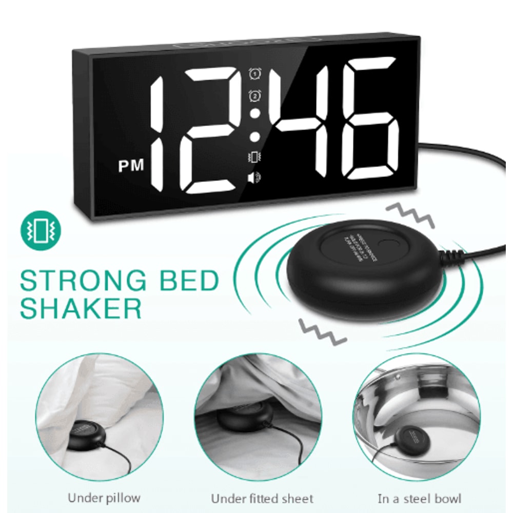 ORIA Vibrating Alarm Clock With Bed Shaker Loud LED Digital Alarm For Heavy Sleepers 3