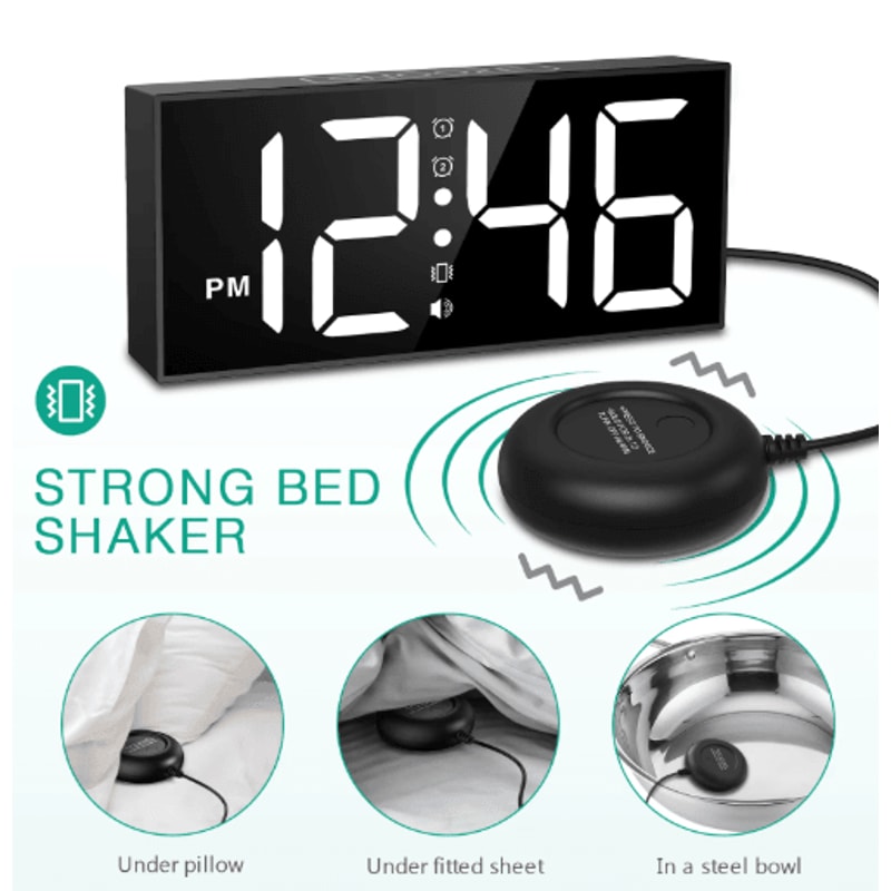 ORIA Vibrating Alarm Clock With Bed Shaker Loud LED Digital Alarm For Heavy Sleepers 3