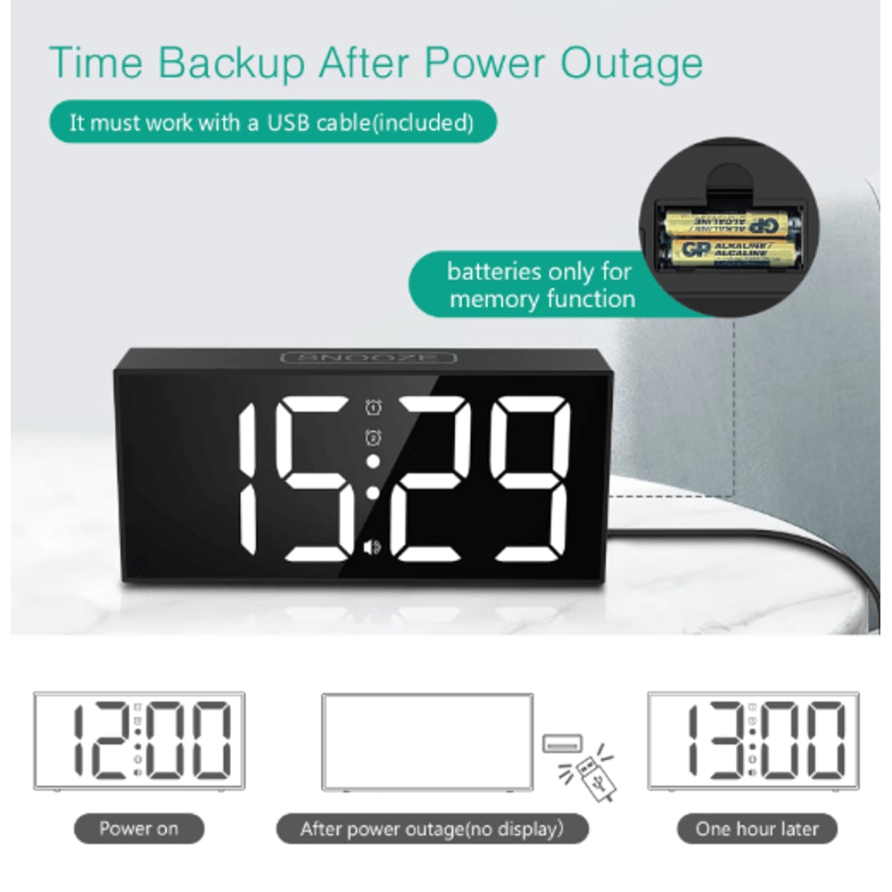 ORIA Vibrating Alarm Clock With Bed Shaker Loud LED Digital Alarm For Heavy Sleepers 5