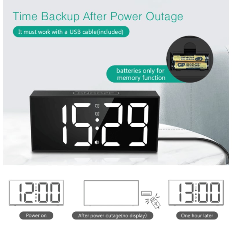 ORIA Vibrating Alarm Clock With Bed Shaker Loud LED Digital Alarm For Heavy Sleepers 5