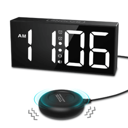 oria vibrating alarm clock with bed shaker loud led digital alarm for heavy sleepers