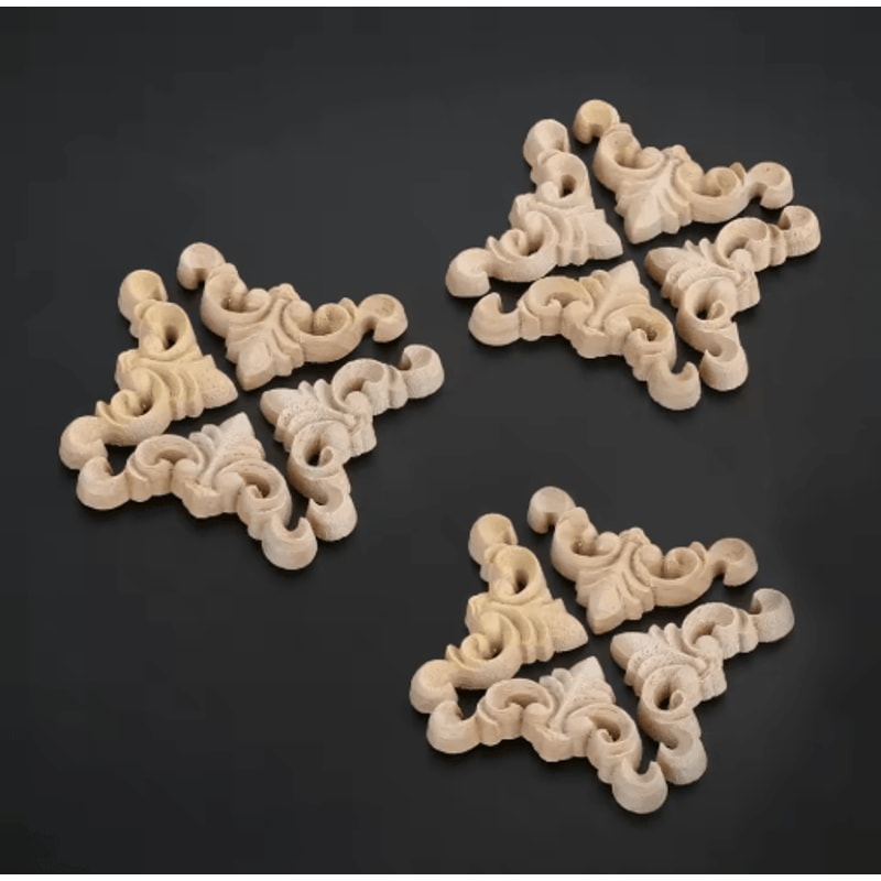 16pcs Decorative Wood Carving Appliques Set Wooden Corner Trim For Furniture Wall Decor 4