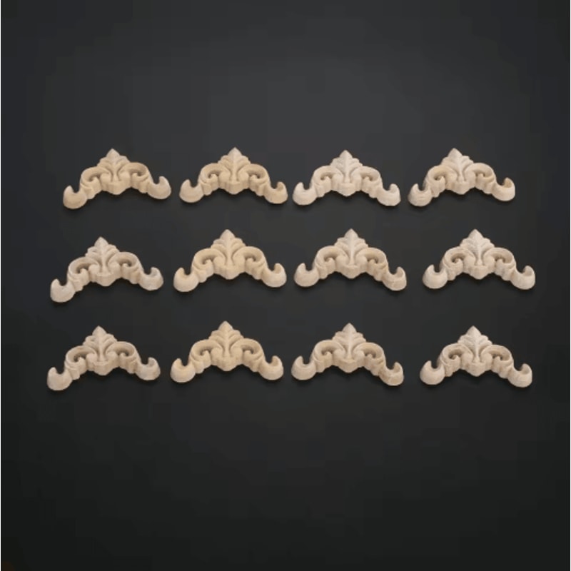16pcs Decorative Wood Carving Appliques Set Wooden Corner Trim For Furniture Wall Decor 5