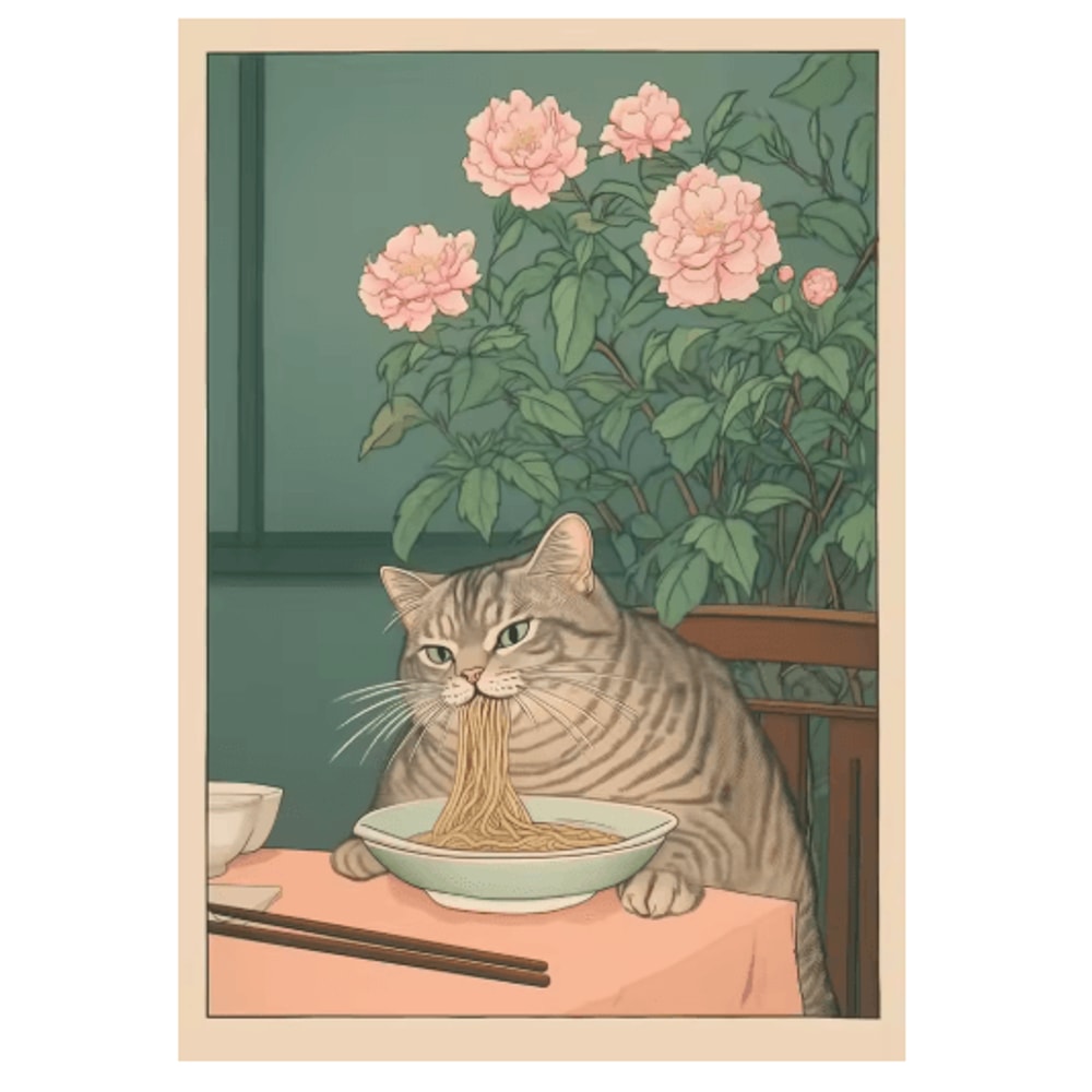 Japanese Cat Wall Art Retro Bathtub Cat Poster For Japandi Bathroom Decor 13