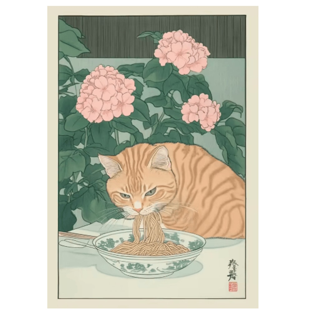 Japanese Cat Wall Art Retro Bathtub Cat Poster For Japandi Bathroom Decor 6