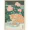 Japanese Cat Wall Art Retro Bathtub Cat Poster For Japandi Bathroom Decor 6