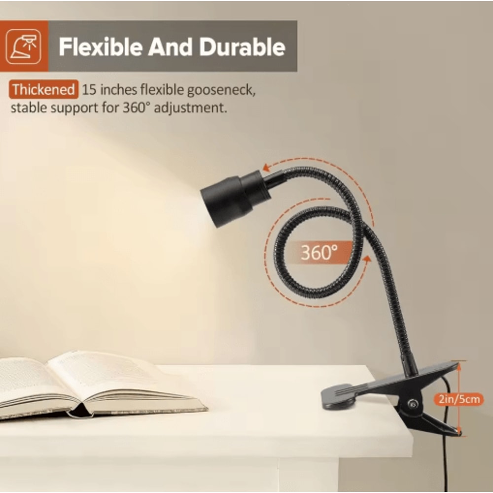 LED Reading Light USB ClipOn Book Light With Flexible Gooseneck Adjustable Brightness 5