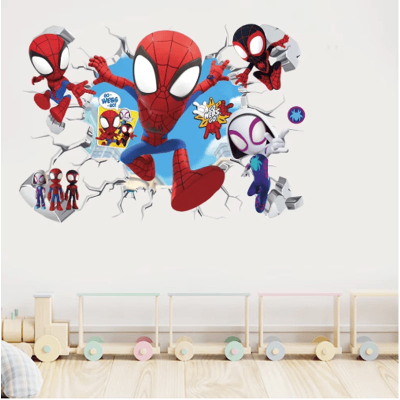 Spiderman Wall Stickers Cute Superhero PVC Wall Decals For Kids Room Decor 7