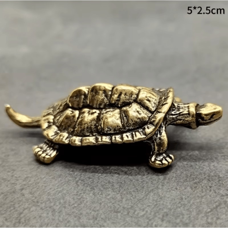 Copper Turtle Statue Feng Shui Brass Tortoise Ornament For Luck Tea Pets Home Decor 2