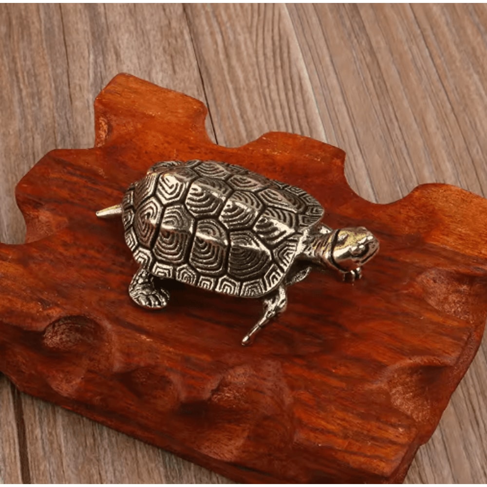 Copper Turtle Statue Feng Shui Brass Tortoise Ornament For Luck Tea Pets Home Decor 7