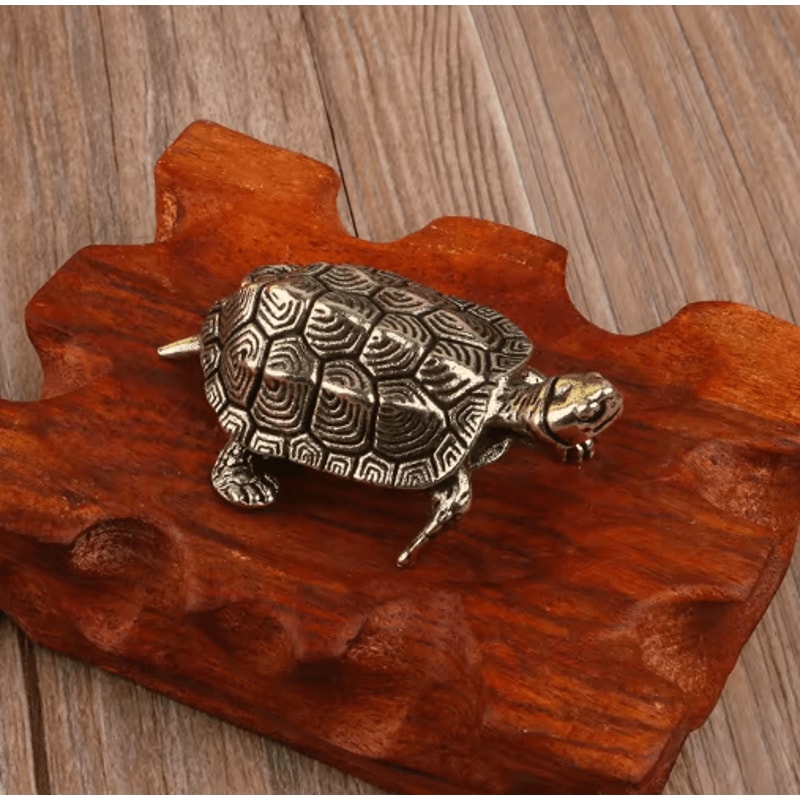 Copper Turtle Statue Feng Shui Brass Tortoise Ornament For Luck Tea Pets Home Decor 7