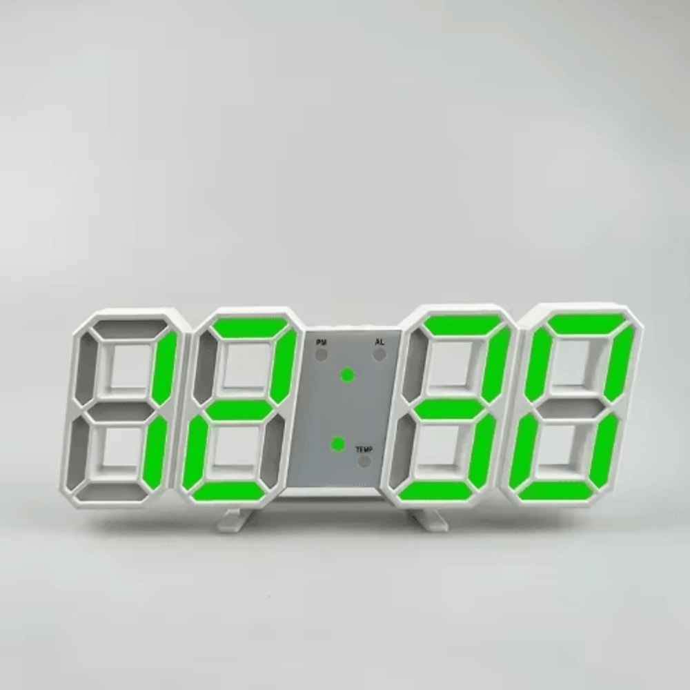 3D LED Digital Wall Clock Alarm Clock With Time Date Temperature Display 5