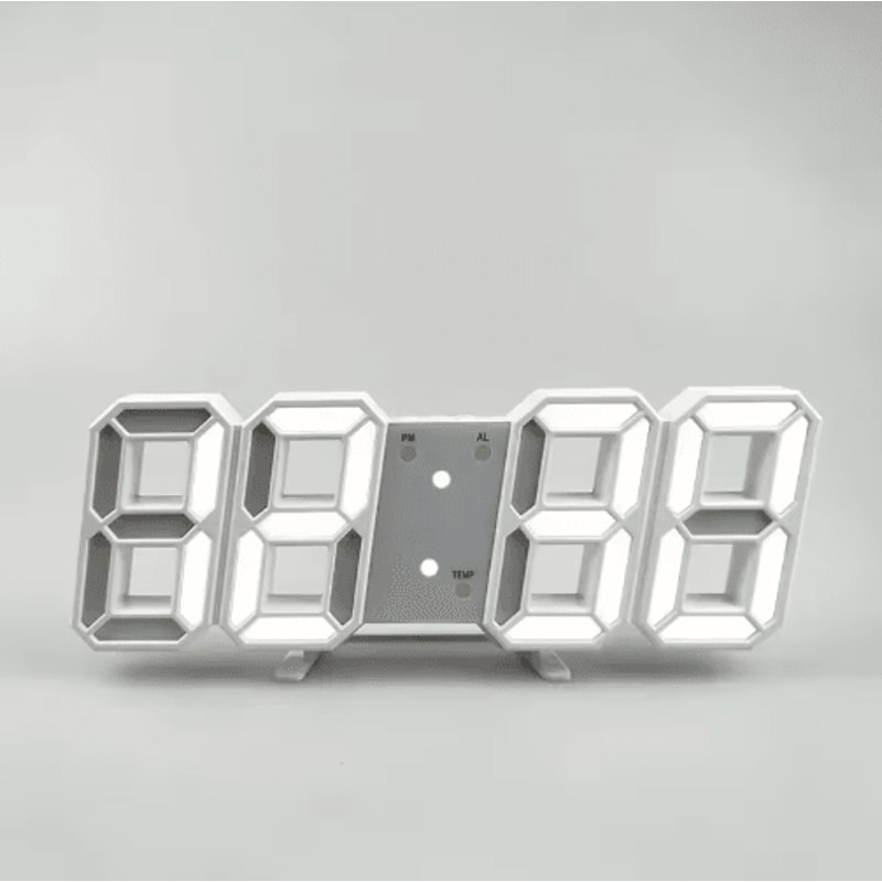 3D LED Digital Wall Clock Alarm Clock With Time Date Temperature Display 7
