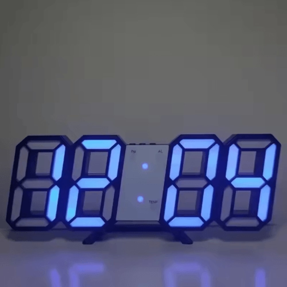 3D LED Digital Wall Clock Alarm Clock With Time Date Temperature Display 8
