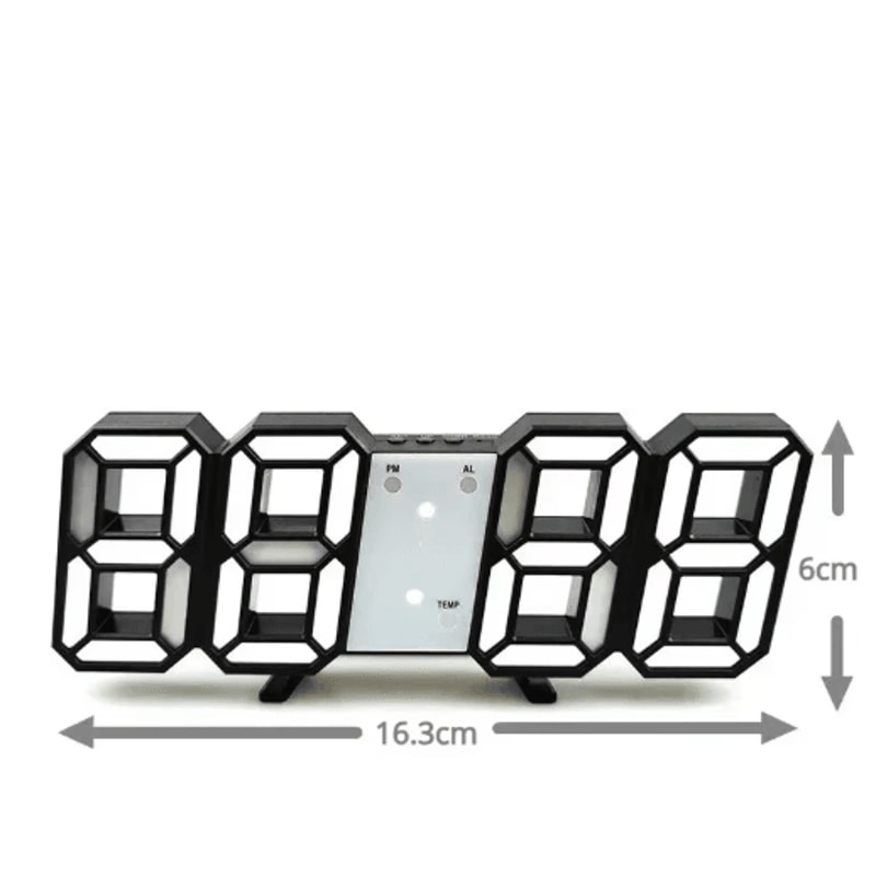 3D LED Digital Wall Clock Alarm Clock With Time Date Temperature Display 9