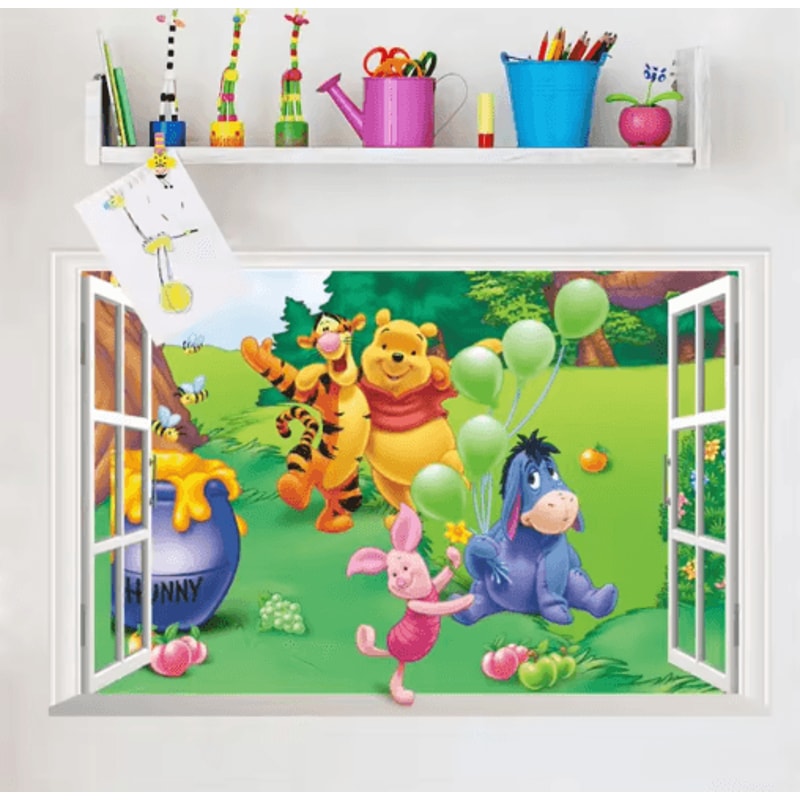 Winnie The Pooh Wall Sticker Cute Cartoon Wall Decals For Kids Room Nursery Decor 0
