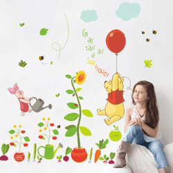 winnie the pooh wall sticker – cute cartoon wall decals for kids room & nursery decor