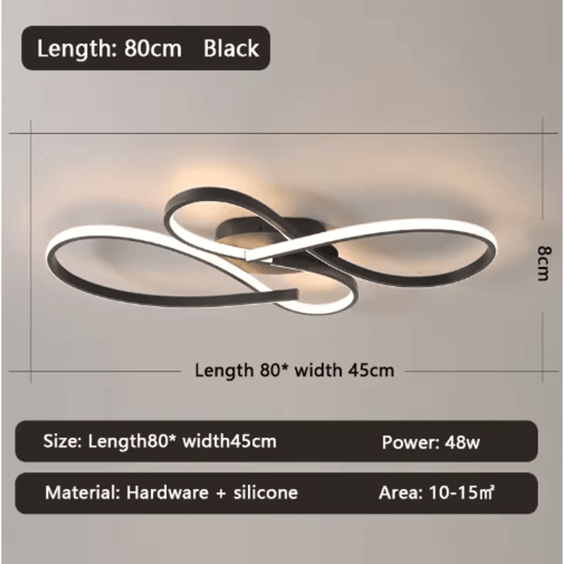 Modern LED Ceiling Light Black Minimalist Chandelier Fixture For Living Room Bedroom 1