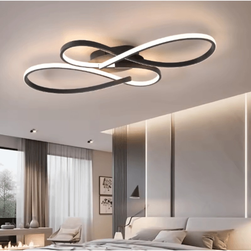 Modern LED Ceiling Light Black Minimalist Chandelier Fixture For Living Room Bedroom 5