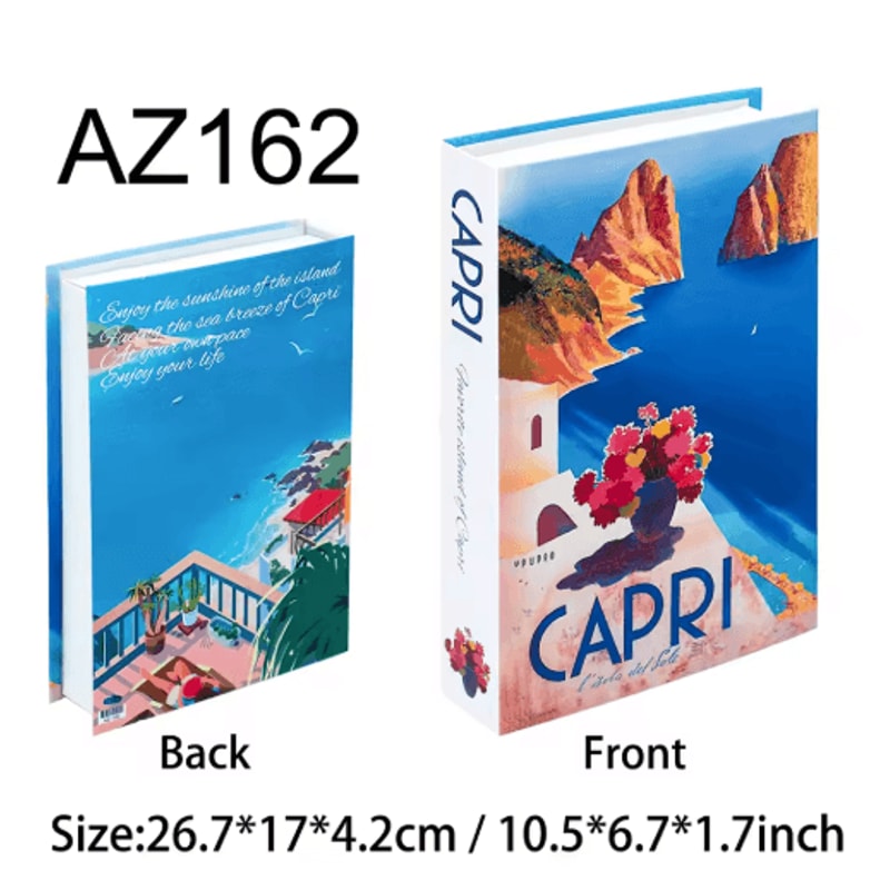 Travel Series Fake Book Decor Ibiza Capri Decorative Storage Book Box For Coffee Table 4