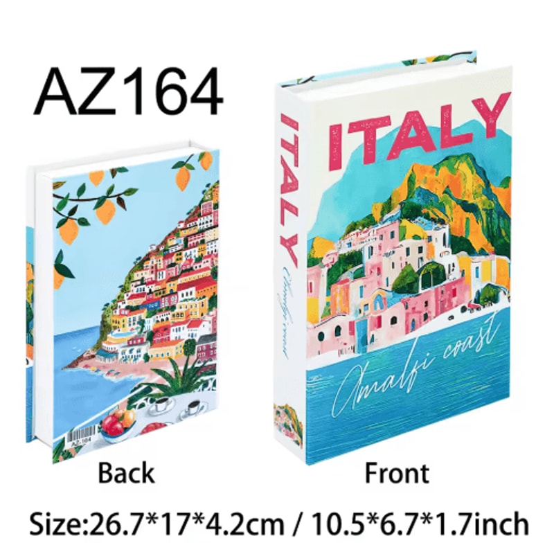 Travel Series Fake Book Decor Ibiza Capri Decorative Storage Book Box For Coffee Table 5