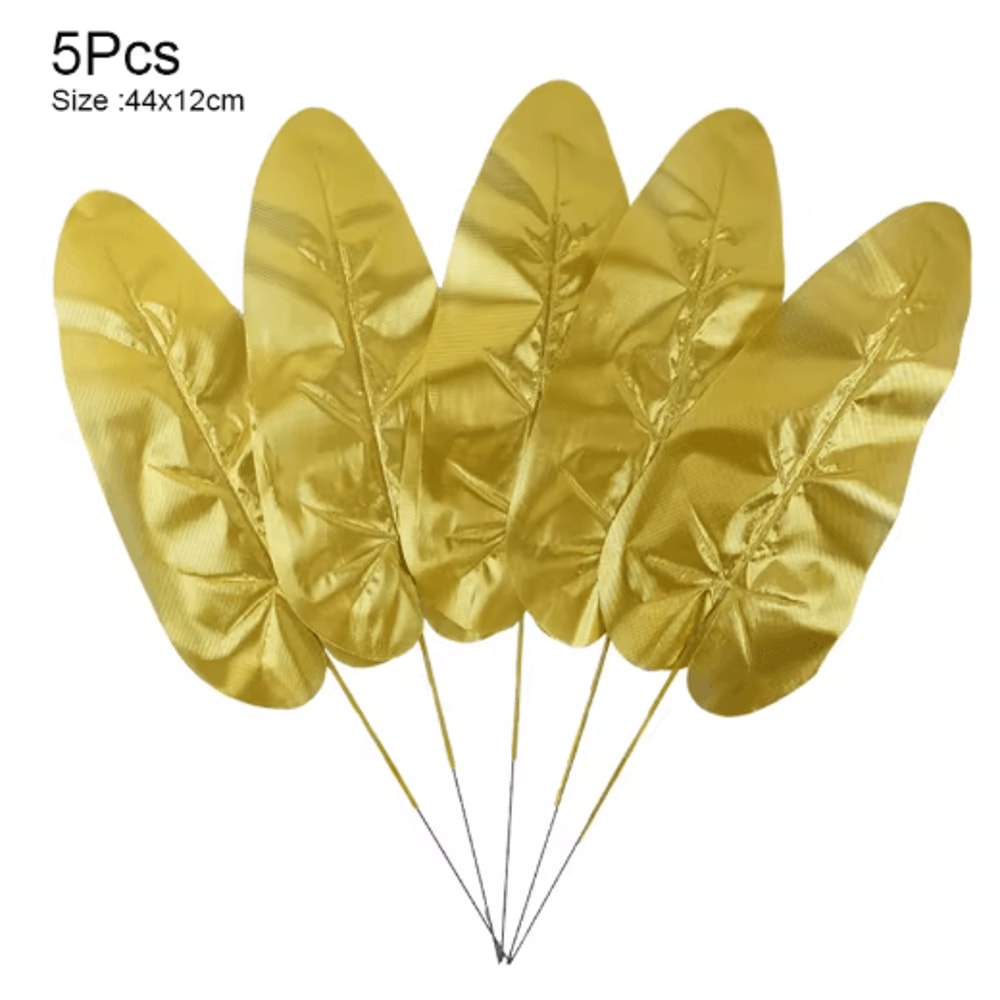 Artificial Palm Leaves Gold Green Turtle Leaf Decor For Wedding Home Styling 3