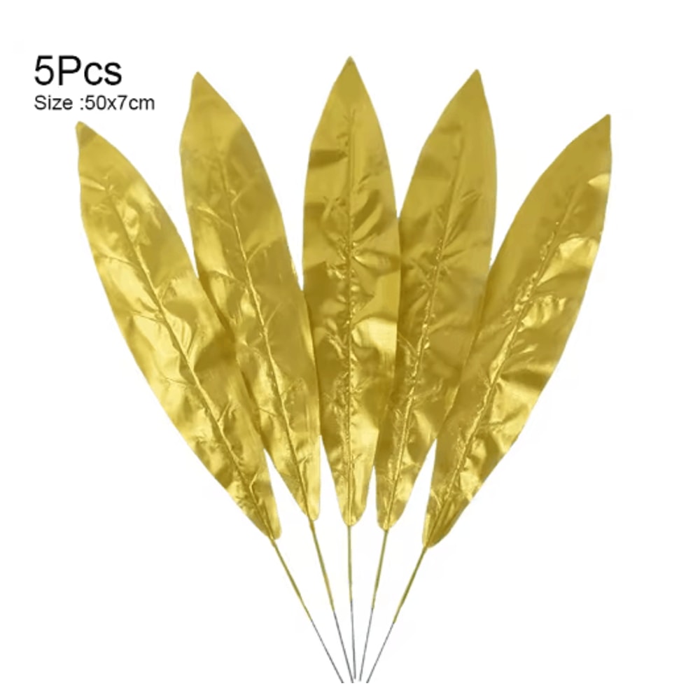 Artificial Palm Leaves Gold Green Turtle Leaf Decor For Wedding Home Styling 4