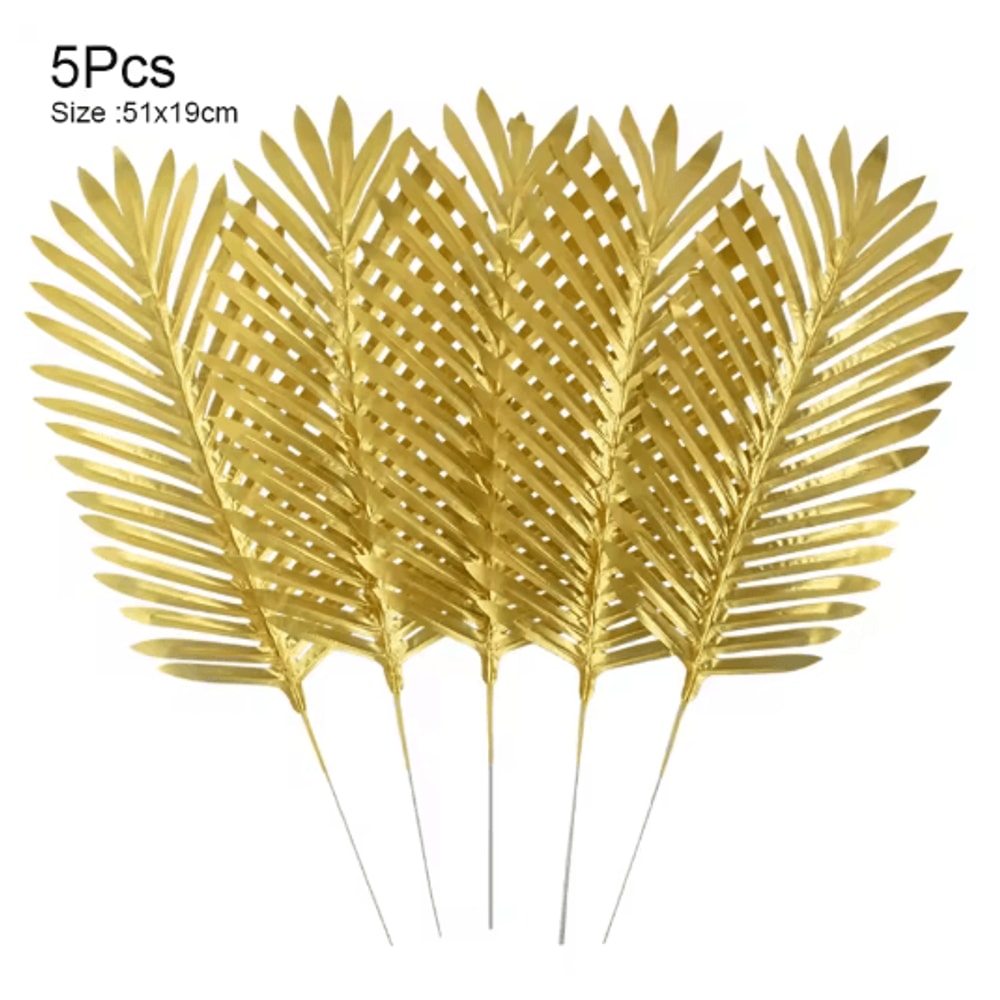 Artificial Palm Leaves Gold Green Turtle Leaf Decor For Wedding Home Styling 5
