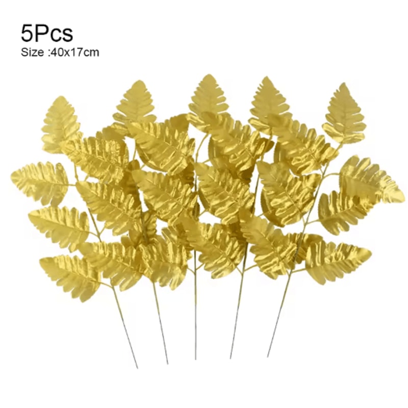 Artificial Palm Leaves Gold Green Turtle Leaf Decor For Wedding Home Styling 7