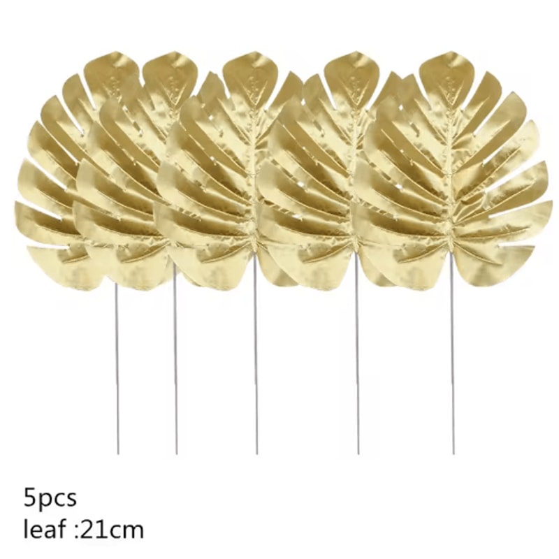 Artificial Palm Leaves Gold Green Turtle Leaf Decor For Wedding Home Styling 17